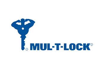 Mul-T-Lock logo with key silhouette and stripes.